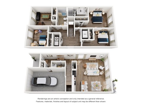 Floor plan for 4 beds, 2.5 baths, 1554 sqft